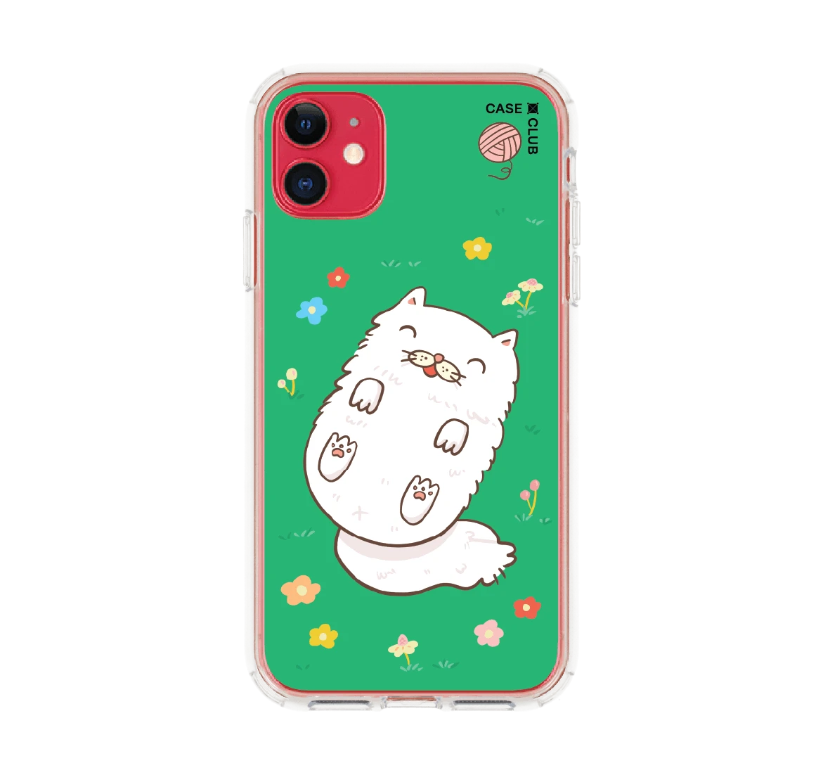 แมวเปอร์เซียในสวนดอกไม้สีเขียว